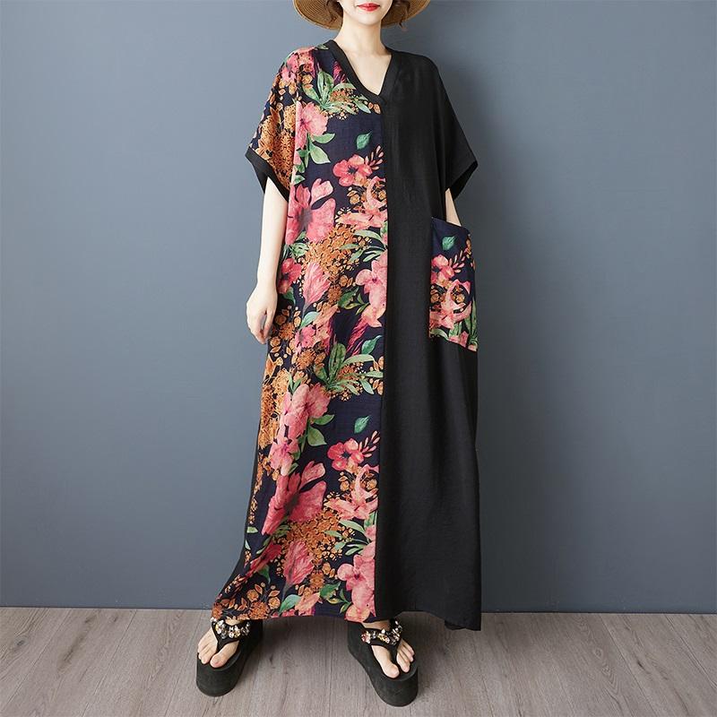 

Короткий рукав Плюс размер Хлопок винтаж новые платья для женщин повседневные свободные макси длинное летнее платье