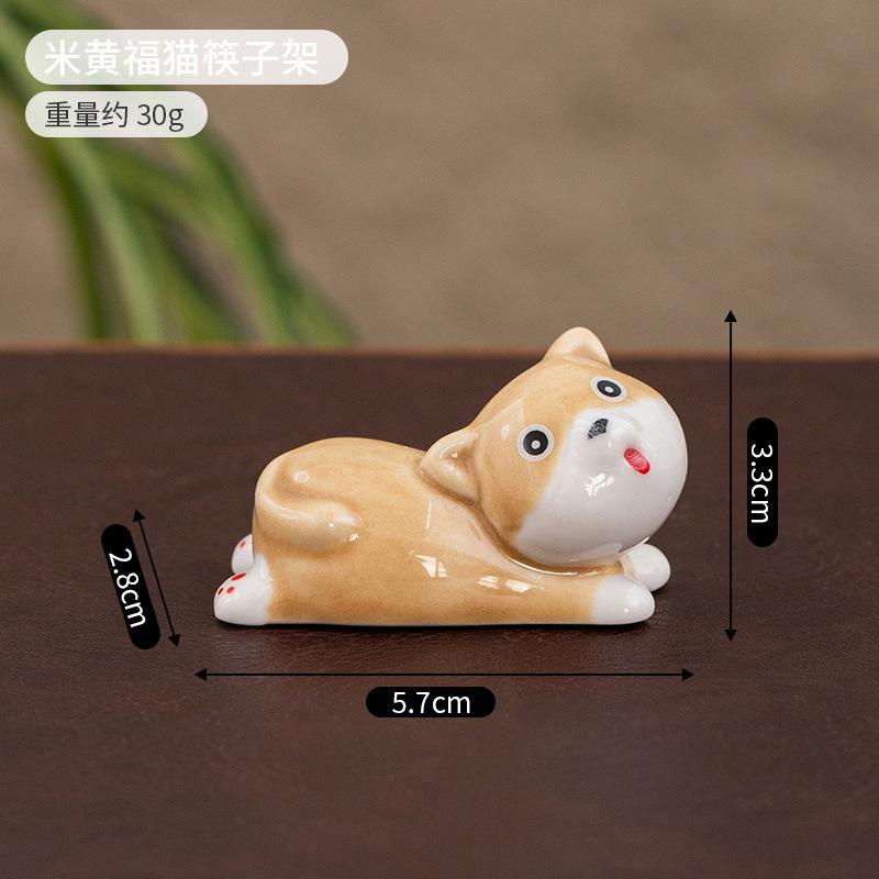 2pcs Cute Cartoon Dog Cat Ceramic Chopsticks Holder Chopstick Holder Stand Practical Fashion Chinese Kitchen Tableware Utensil