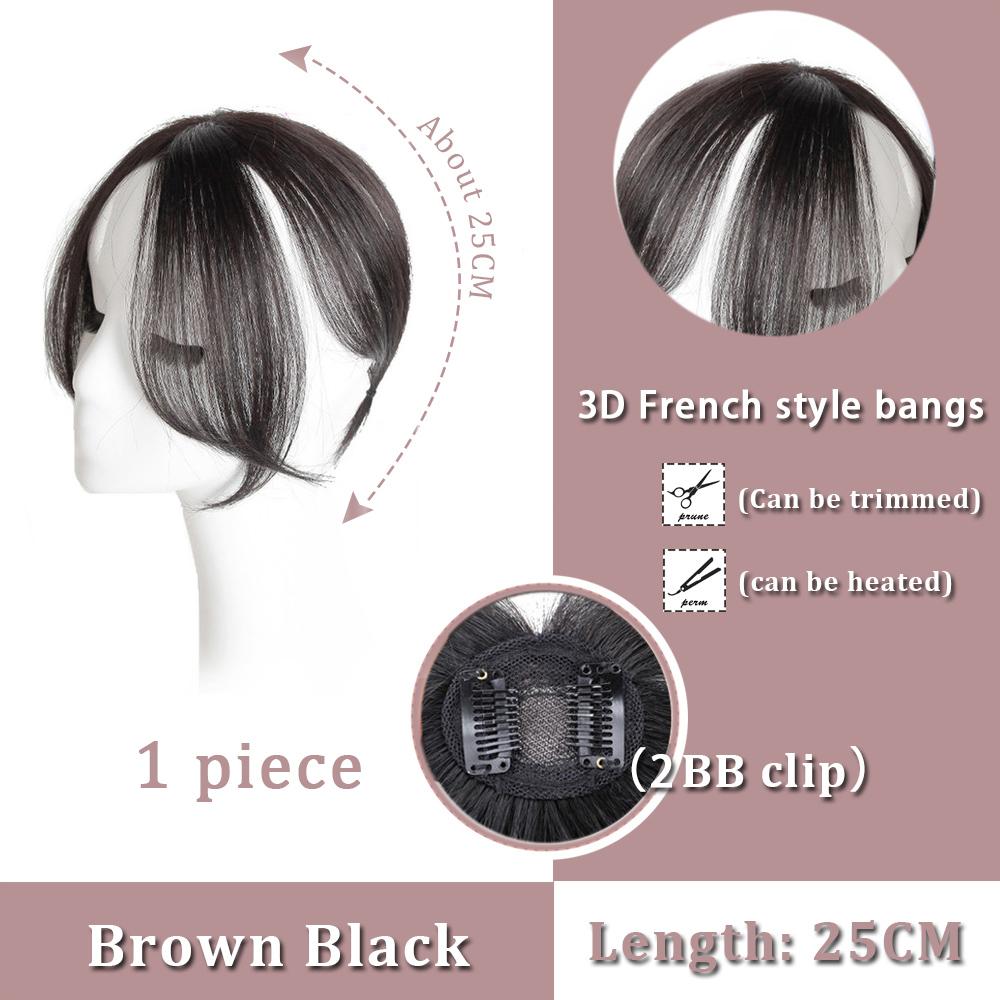 Black Brown Bangs Wig Hair Extension Synthetic Wig Women Clip Style Bangs