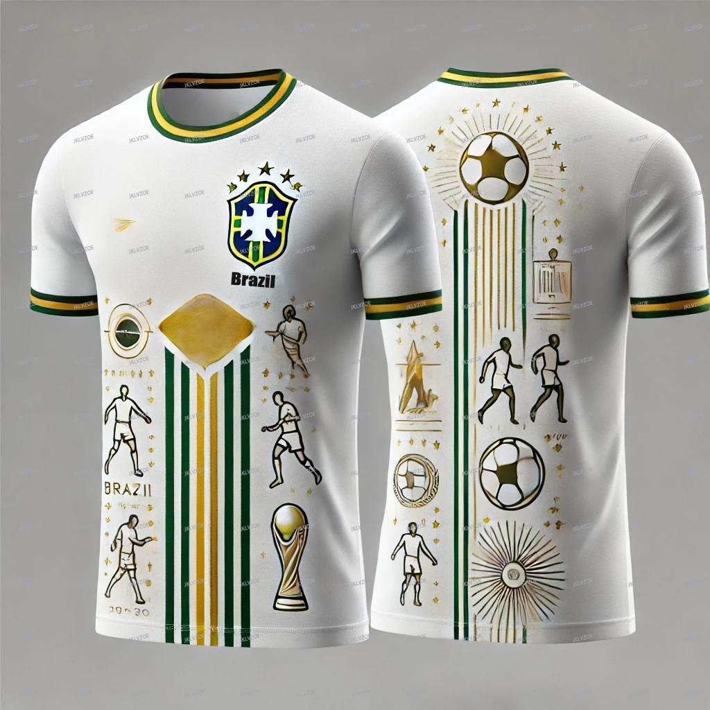 

CHATGPT Разработал Новую Тренировочную Футбольную Джерси 3D Печать Оверсайз Мужская Детская Футболка с Коротким Рукавом Зеленого Цвета Бразилии Женская S