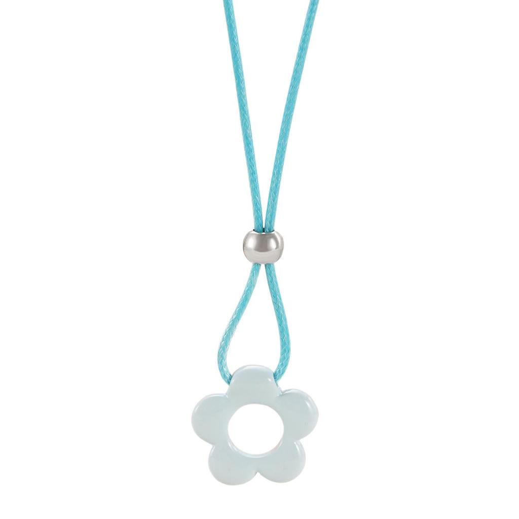 Retro Minimalist Fashion Free Knotting Flower Pendant Wax Thread Necklace Clavicle Chain