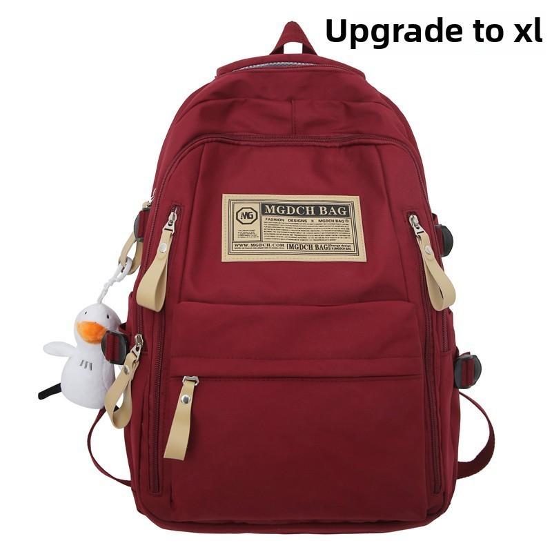 Nylon Material Anti-theft Backpack For Middle School Students Black/red/white/khaki