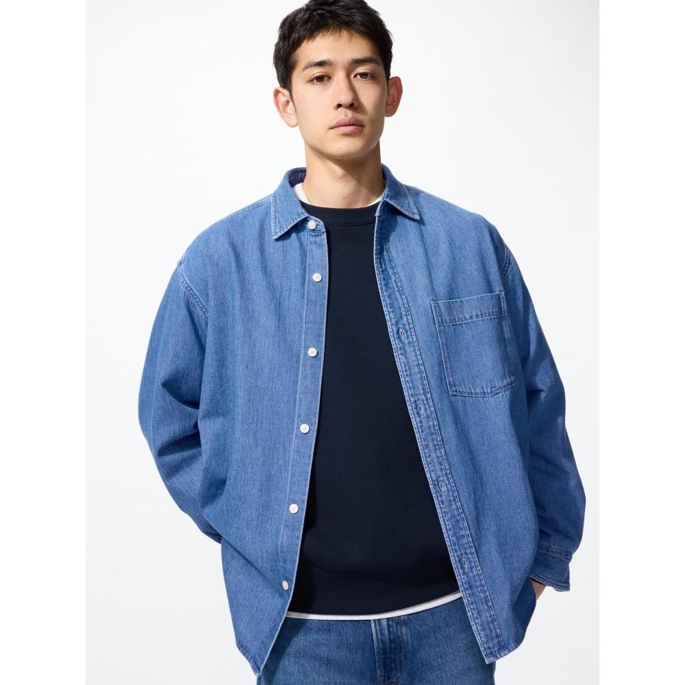 

Uniqlo Джинсовая рубашка оверсайз Длинный рукав Индиго 65 BLUE/MEN S