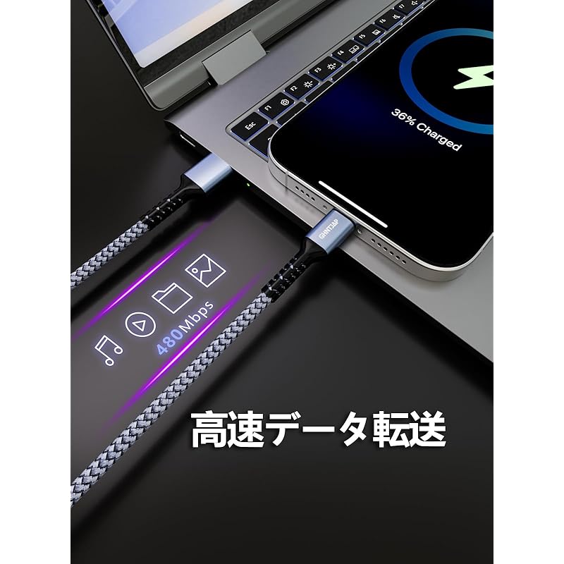 Cablu USB C GHNTJAP 0.5M/set 2 bucăți încărcare rapidă 3A transfer de mare viteză USB2.0 US B Tip U SB A la Prevenirea deconectării iPhone 16,