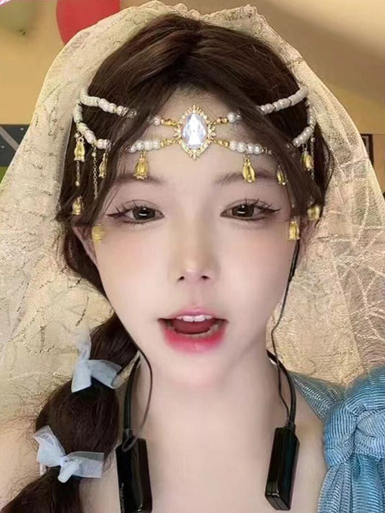 Princess Pearl Forehead Chain Ancient Style Tassel Necklace Ethnic Wind Hair Accessories Yunnan Lijiang Decorations Jewelry
