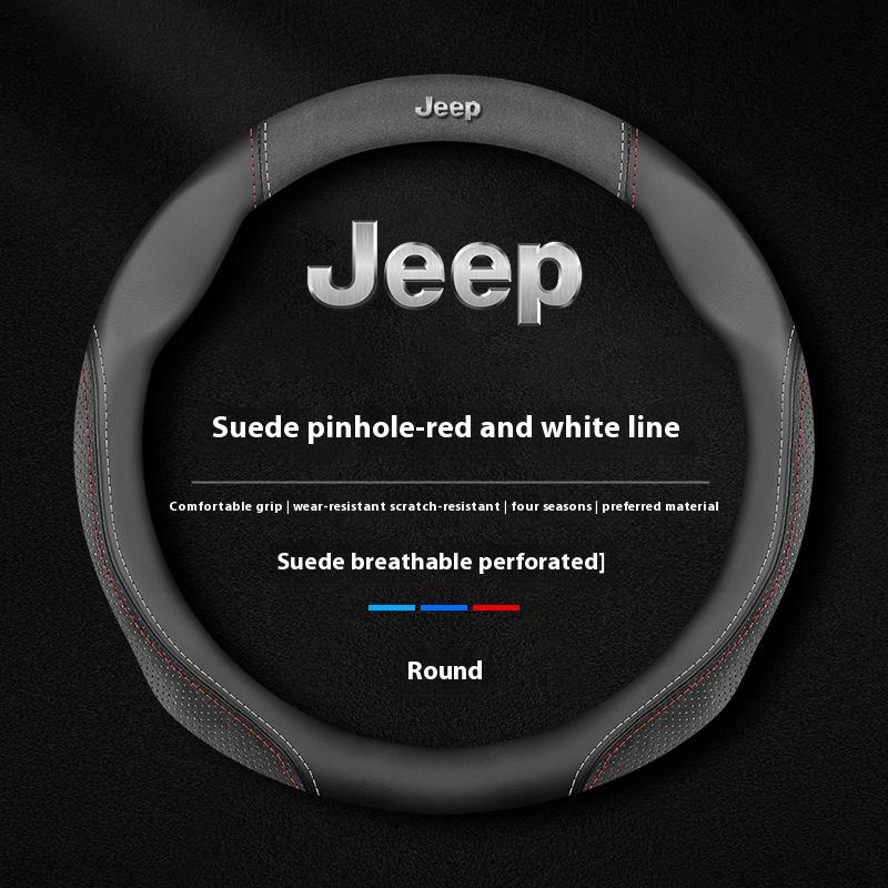 Jeep Wrangler JK Patriot Commander Gladiator Renegade Grand Cherokee Compass Wagoneer Car Anti-Slip Leather Steering Wheel Cover