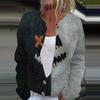 Women's Fashion Printed Long Sleeve Knitted Cardigan Button Down Jacket