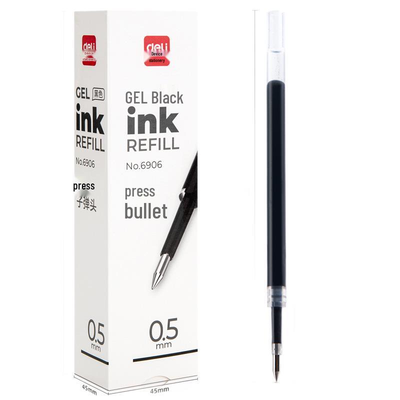 De.Li 0.5mm Bullet Tip Gel Pen Refill 6906, Click-Type for Exams