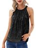 Summer New Solid Hanger Neck Style Women's Shiny Sequins Soft Stretch Backless Vest