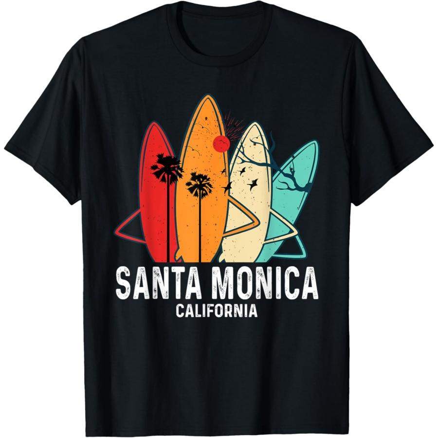 Vintage Santa Monica Beach California Surfing Board T-Shirt XXXXXL чёрный