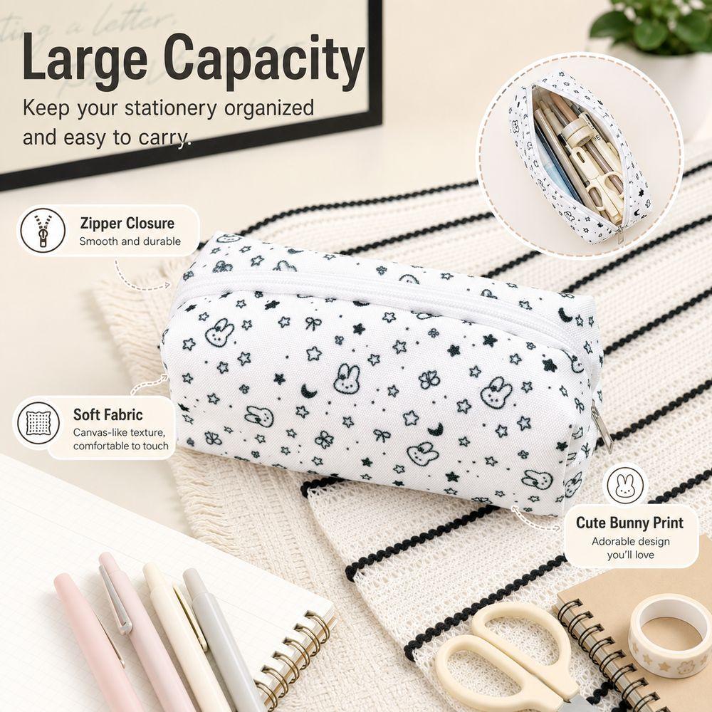 Zipper Closure Pen Pouch Cartoon Bunny Pencil Pouch Cute Zipper Pencil Case School Supplies