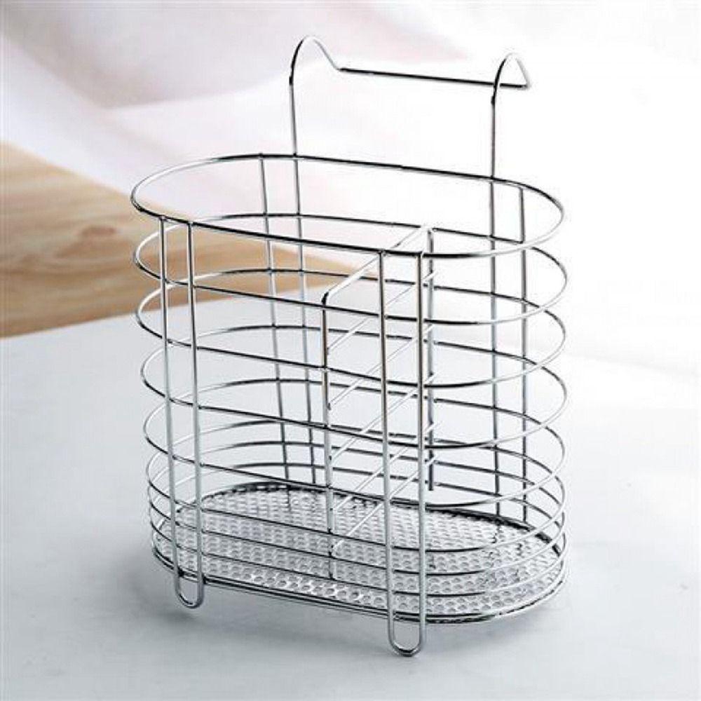 Rectangular Stainless Steel Chopsticks Cage Internal Compartment Cutlery Holder  Fork