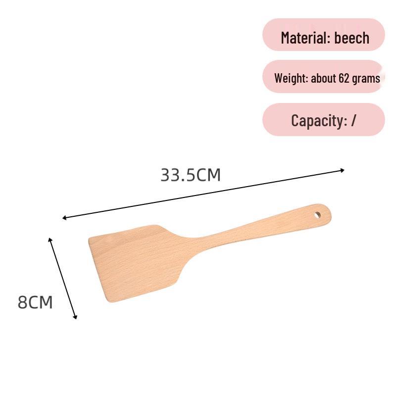 Japanese Beech Wood Spatula: Unpainted, Unwaxed, Non-stick, Long Handle