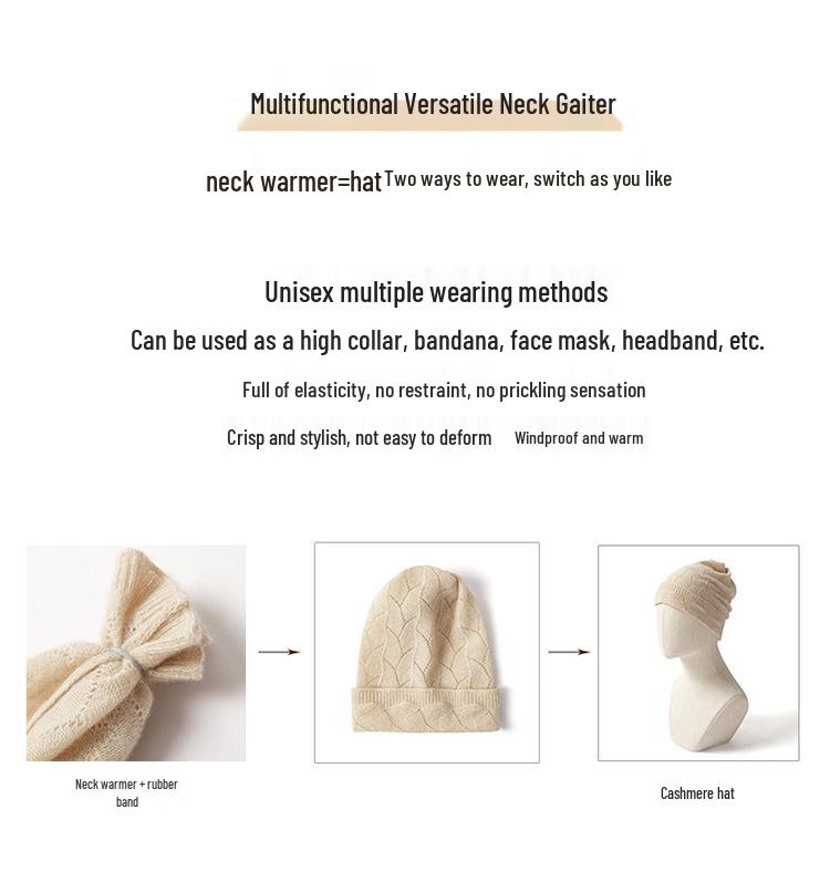 Pure Cashmere Women's Thick Knit Neck Warmer - Autumn/Winter False Collar Scarf