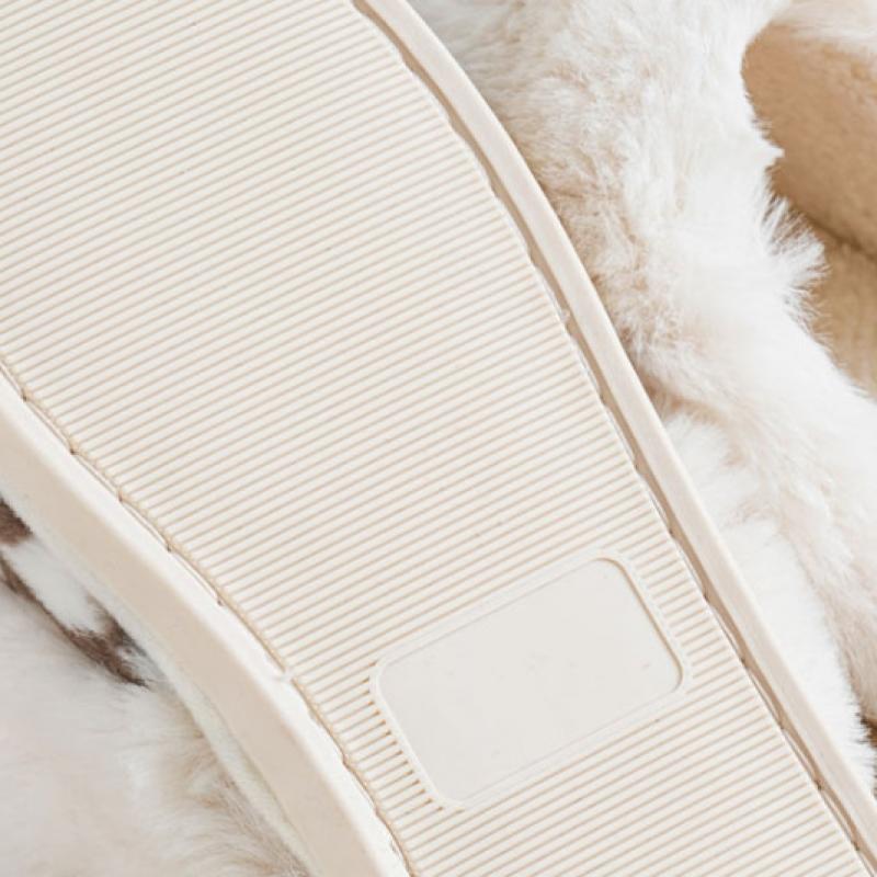 Daiso Block Check Fleece Lining Clogged Living Room Shoes 220 240 Mm Ivory