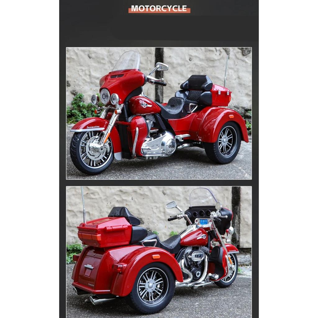 1/9 Harley-Davidson CVO TRI GLIDE Alloy Huge Model Three Wheeled American Style Cruise Motorcycle Diecast Metal Toy Scale Motorbike Kid Toy Gift