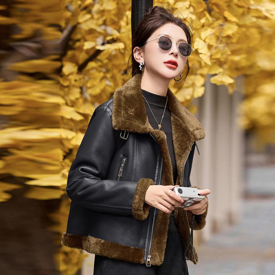 Fashion Locomotive Imitation Lamb Wool Coat Women's Winter New Trendy Cool Fur Integrated Jacket Top