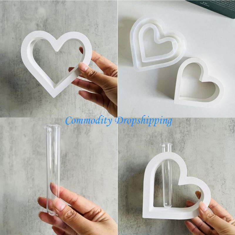 Y5JC Heart Shaped Silicones Molds with Flower Water Tube for Plant Stations Stand China Mainland