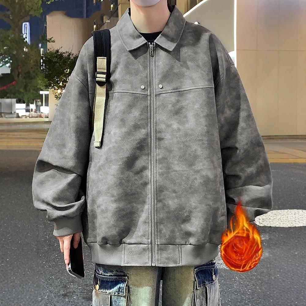 Lederjacke Herren Herbst und Winter Samt Verdickte Reversjacke Freizeitjacke