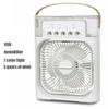 Moderne bærbar vifte klimaanlegg USB Elektrisk vifte LED vanntåke morsom tre-i-ett luftfukter For hjemmet, kjøkkenet