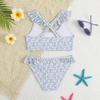 Girls Two Piece Swimsuit Set Floral Print Ruffle Trim Tankini Top and Bikini Bottom Swimwear for Kids Summer Beach Pool
