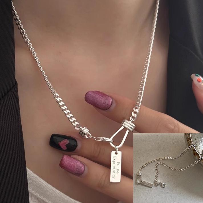 PANJBJ 925 Sterling Silver Line Necklace for Women Girl Fashion Concise Individuality Jewelry Birthday Gift Dropshipping