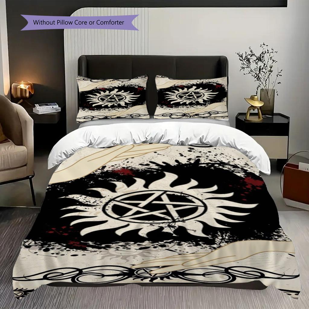 Supernatural Mysteries Bedding (1 * Duvet Cover + 2 * Pillowcase, Without Core) 2D Flat Christmas Birthday Gift Duvet Cover and Pillowcase