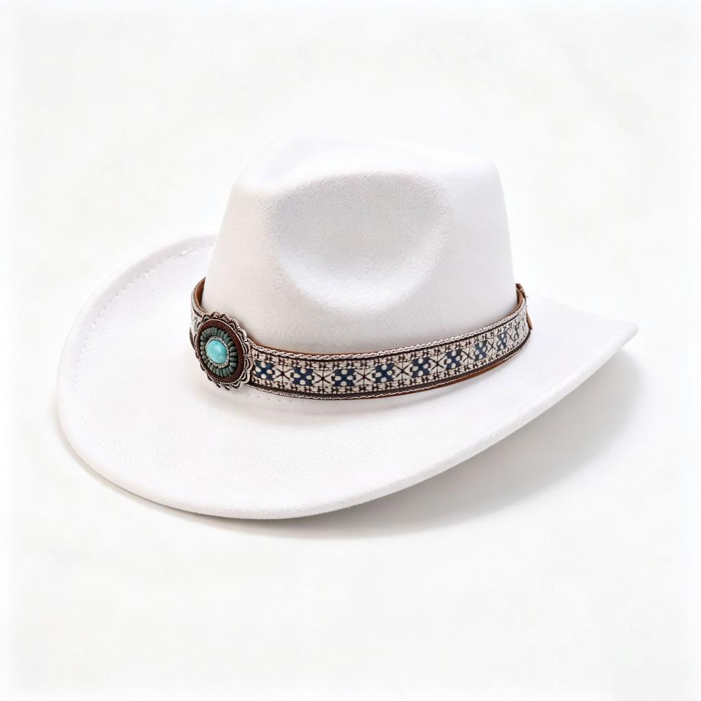 European, American and Western Cowboy Hat Ethnic Style Accessories Solid Color Cowboy Hat Fashion Versatile Peach Heart Top Wool Hat