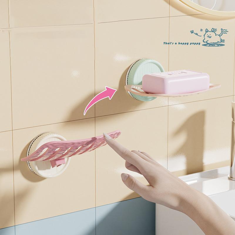 Punch-free Drain Soap Box Portable Student Dormitory Soap Box Bathroom Detachable Suction Cup Soap Rack