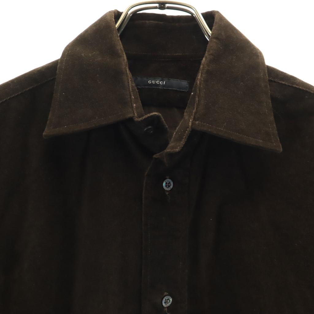 Beauty Products GUCCI Made In Italy Long Sleeve Corduroy Shirt 38 Brown Men's Used