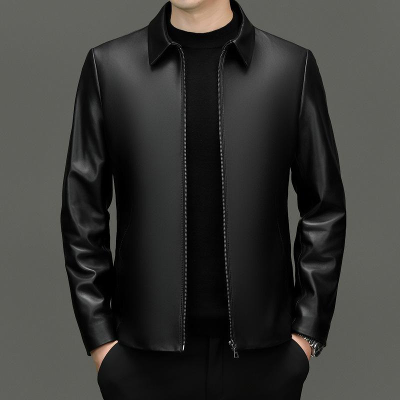 

Новая мужская модная деловая повседневная кожаная куртка из овчины на осень и зиму со стойкой 5XL