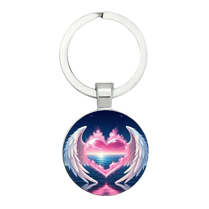 Angel Wings Heart Marine Pattern Glass Alloy Keychain Gift For Teenagers And Party Events