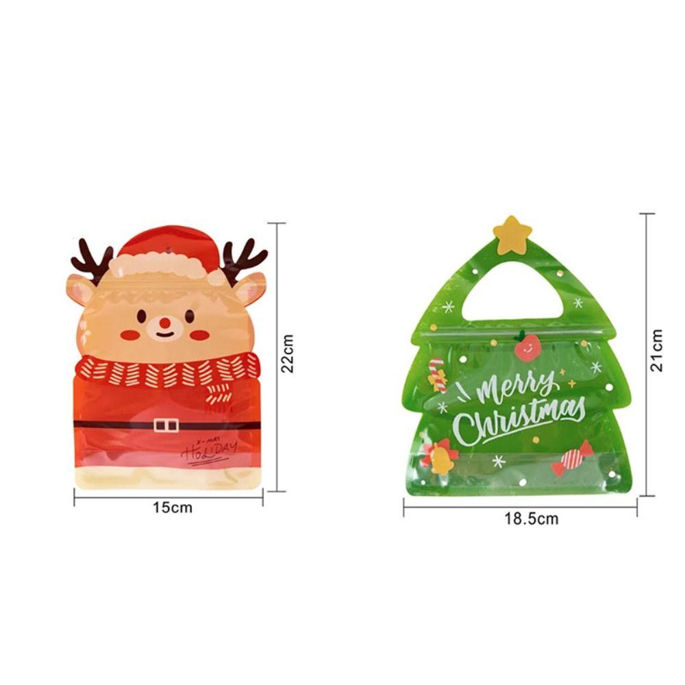 10pcs Elk Christmas Tree Shaped Candy Packing Bags Plastic Candy Pouches Christmas Gift Bags Kids