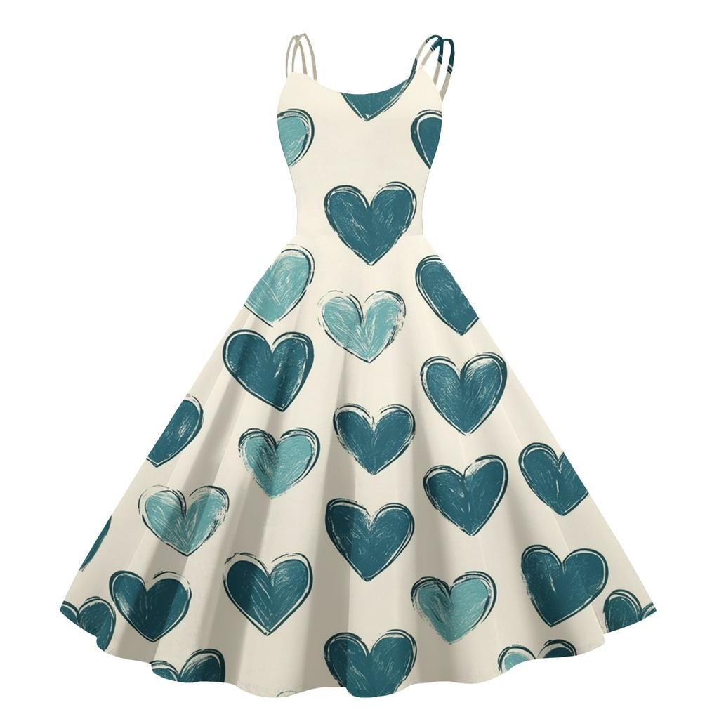 Women's Print Sexy Off-The-Shoulder Punk Vintage Dress