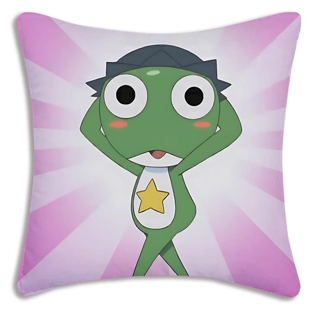 Hot Gunsous K-Keroro frog Pillow Covers Cartoon Sofa Decorative Home Double-sided Printing Short Plush Cute Cushion Cover