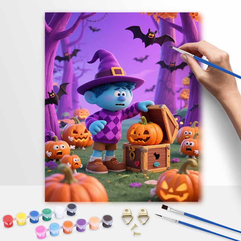 Disney oil painting art kit Smurf halloween pumpkin handmade painting diy home decoration