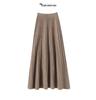100% Pure Cashmere Women's Solid Color High-Waist Plush Skirt, Autumn/Winter Fashion, Draped Elastic Umbrella Design.
