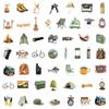 10/30/50pcs Happy Outdoor Camping Travel Stickers Funny Cartoon Hiking Adventure Decals Laptop Phone Water Bottle Sticker Decor
