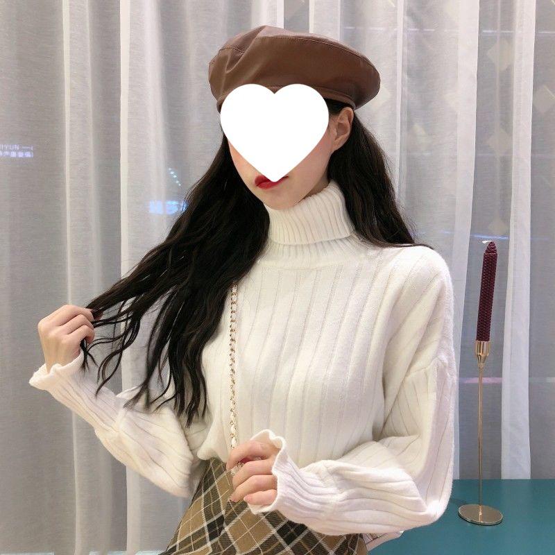 

Women s Fleece-Lined or Unlined Sweater with Lace Sleeves - High Neck, Thick Knit for Autumn/Winter, Elegant and Trendy. S (42.5-47.5 kg)