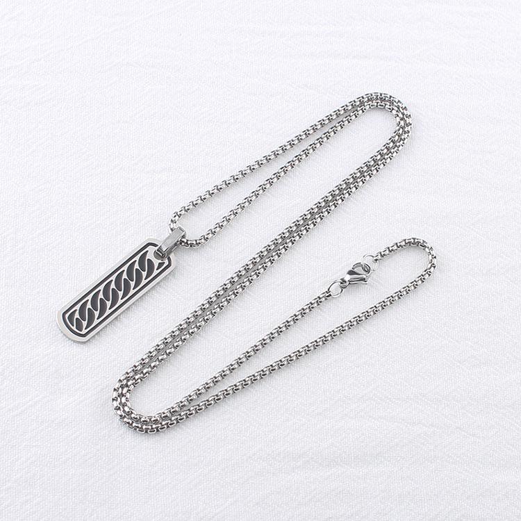3D Titanium Steel Long Bar Men's Hip Hop Necklace - Stainless Steel Couple Pendant Jewelry
