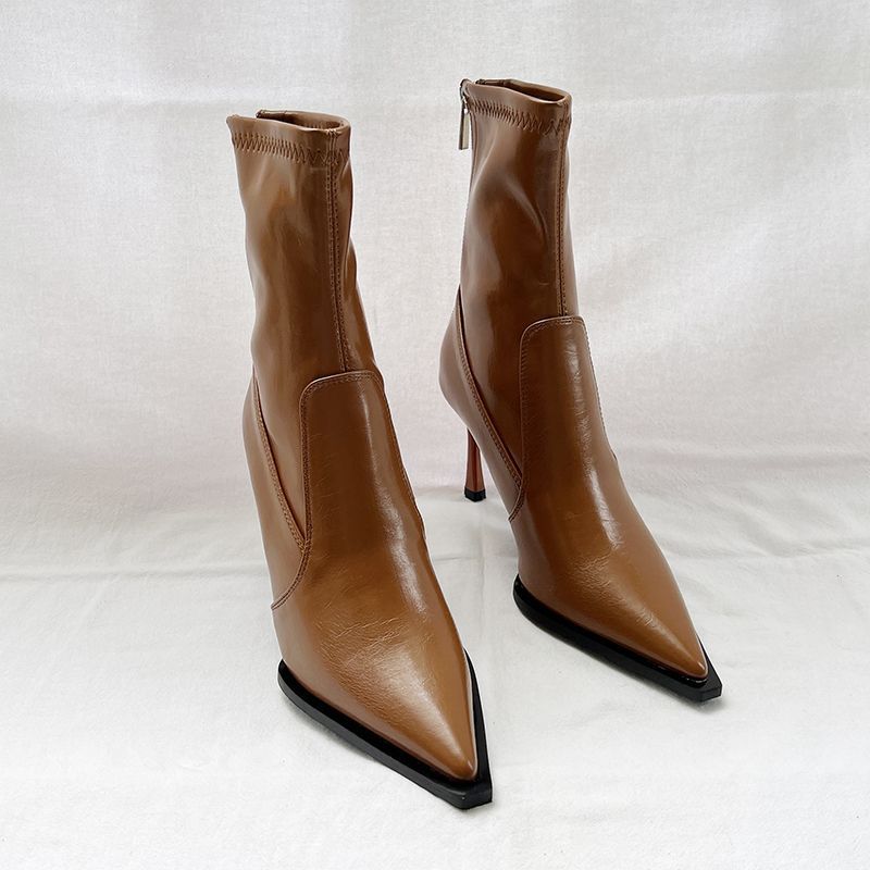 

Осень 2025 короткие ботильоны острый носок тонкий каблук темперамент тонкие ботинки европейский и американский стиль высокий каблук эластичная задняя молния короткие ботильоны женские тр 39