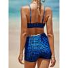 Women's Geometric Print Drawstring Bikini Set with Sheer Cover Up 3 Piece Swimwear