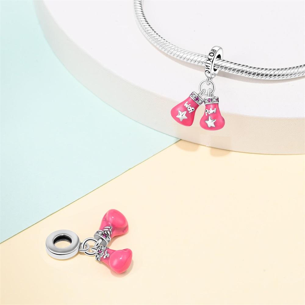 Plated 925 Silver Sports Badminton Charms Fit 925 Charms Bracelet Beads Jewelry Gifts for Women