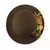 Dark Brown Faux Floral Felt Hat Wedding Hat Women'S Jazz Hat Panama French Elegant Felt Hat Somprero Mujer  Chapeau Femme Luxe