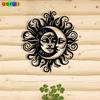 1pc Sun Moon Wall Sculpture Celestial Metal Art Statue Iron Decor for Living Room Garden Fence Indoor Outdoor Christmas New Year Housewarming Gift