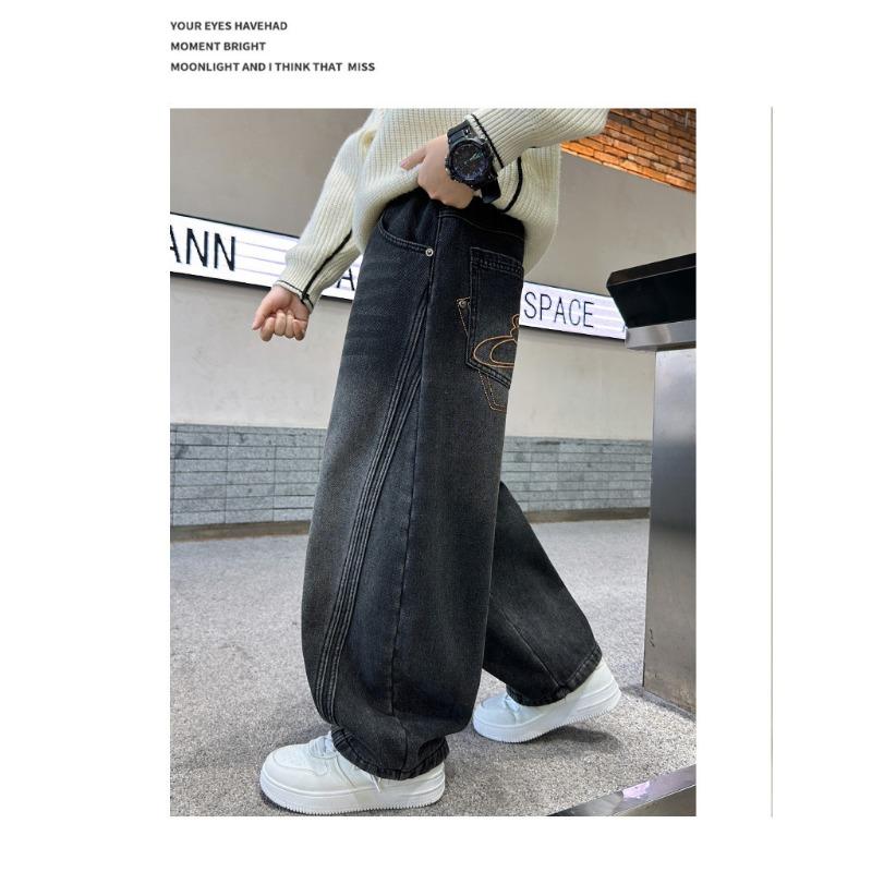 Blugi Lungi Denim Casual de Iarnă Calzi Căptușiți cu Fleece pentru Băieți Copii