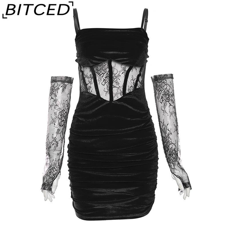 

BITCED Autumn/Winter Women s Solid-Colour Slim-Fit High-Waisted Fashion Strapless Backless Dress L чёрный