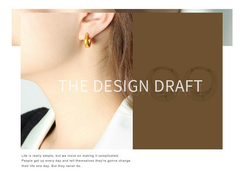 French-Inspired C-Shaped Minimalist Titanium Steel Earrings for Women