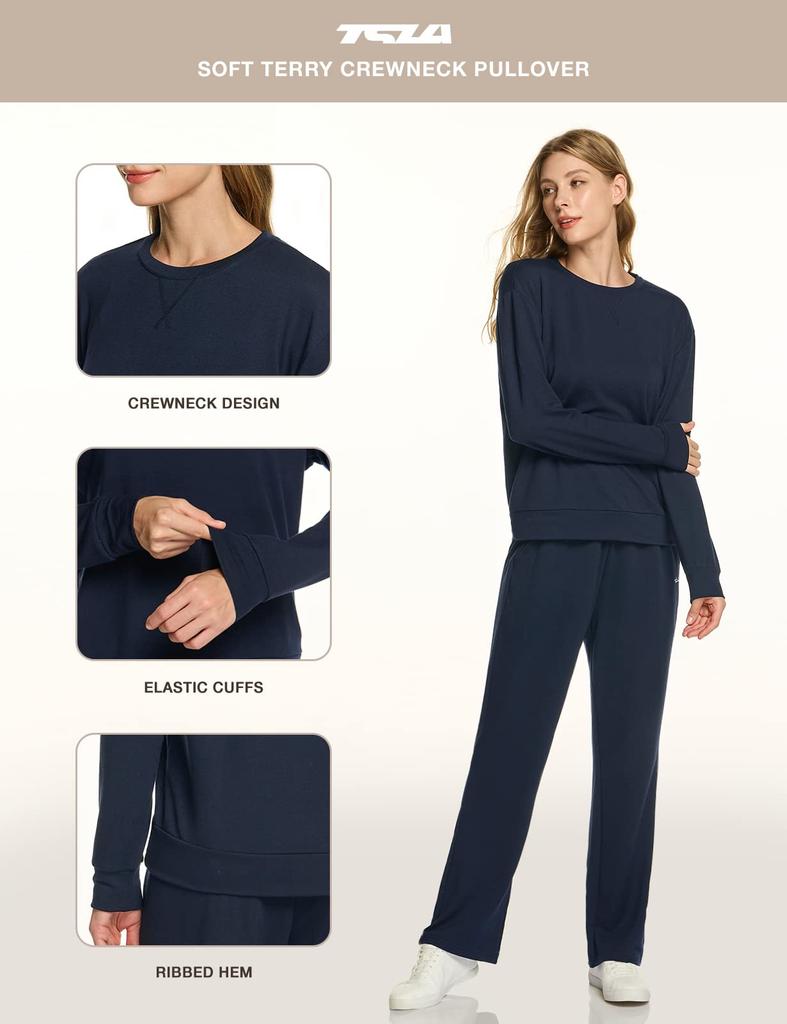 Tesla Long Sleeve Crew Loose Perfect for and Winter Women's Loungewear, T-Shirt, Loungewear, Neck, Soft, Lightweight, Breathable, Stretch, Fit,