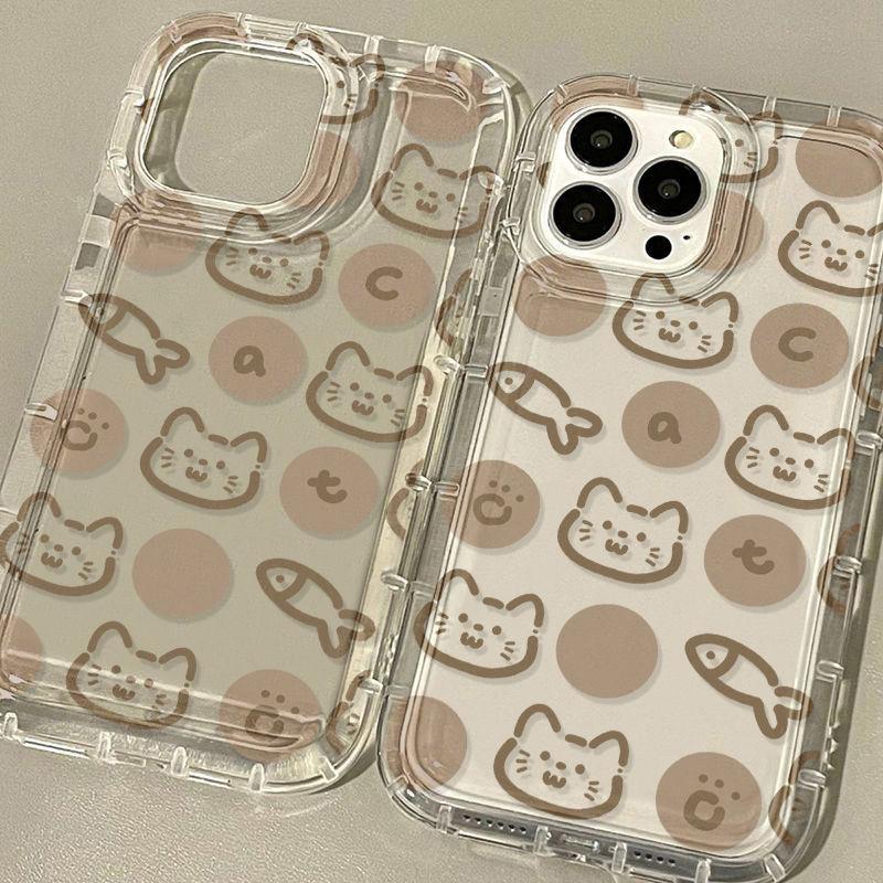Cute cat fish, suitable for iPhone17Pormax mobile phone case 14pro transparent 12 all-inclusive 16/13 transparent